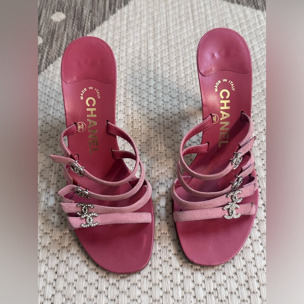 Chanel Rhinestone Logo Sandals - Picture 5 of 15